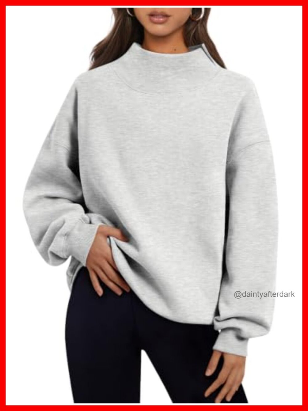 Mock Neck Sweatshirt Oversized Pullover Fleece Lined